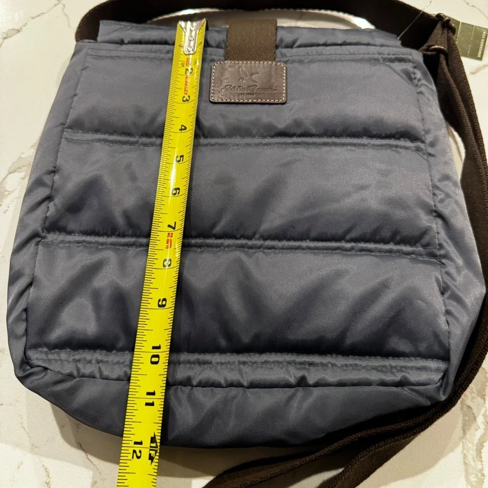 Eddie Bauer Down Guide Bag Dark Smoke Gray Quilted Puffer Crossbody 1137 NEW
